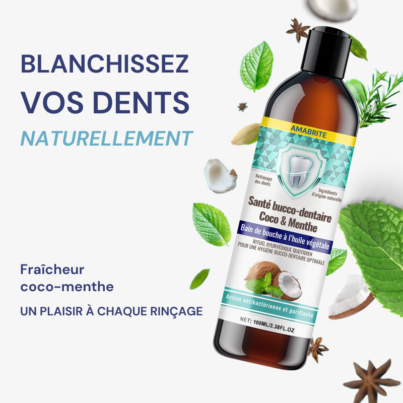 BAIN DE BOUCHE à l'huile de COCO + Grattoir à langue