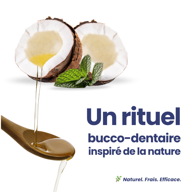 BAIN DE BOUCHE à l'huile de COCO + Grattoir à langue